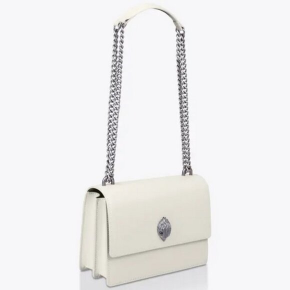 Kurt Geiger Leather Shoreditch Flap Cnvrtbl Corssbody Bag in Bone w/Mirror NWT - Picture 5 of 9